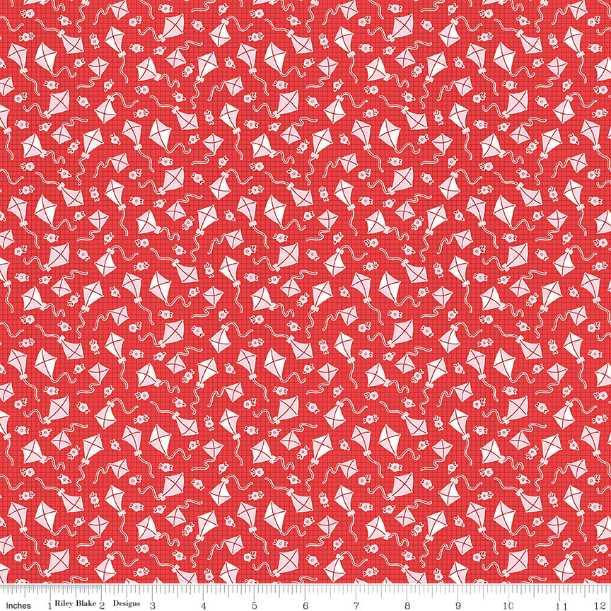 Traditional 30's Quilt Fabric - Red Kites - C18245-RED