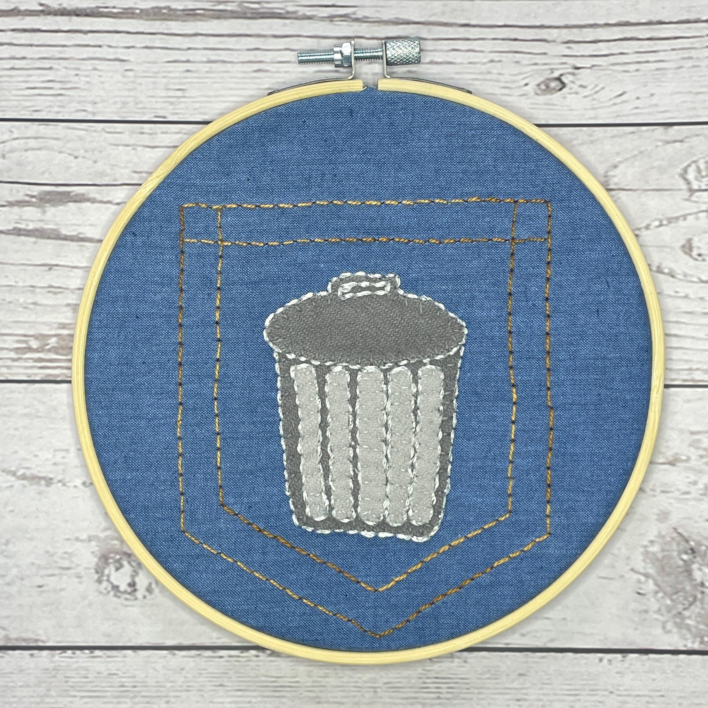 Wooly Flourish Trash Collectors Garbage Can Wool Applique Kit by Lynn Christiansen - WFGARBAGECAN