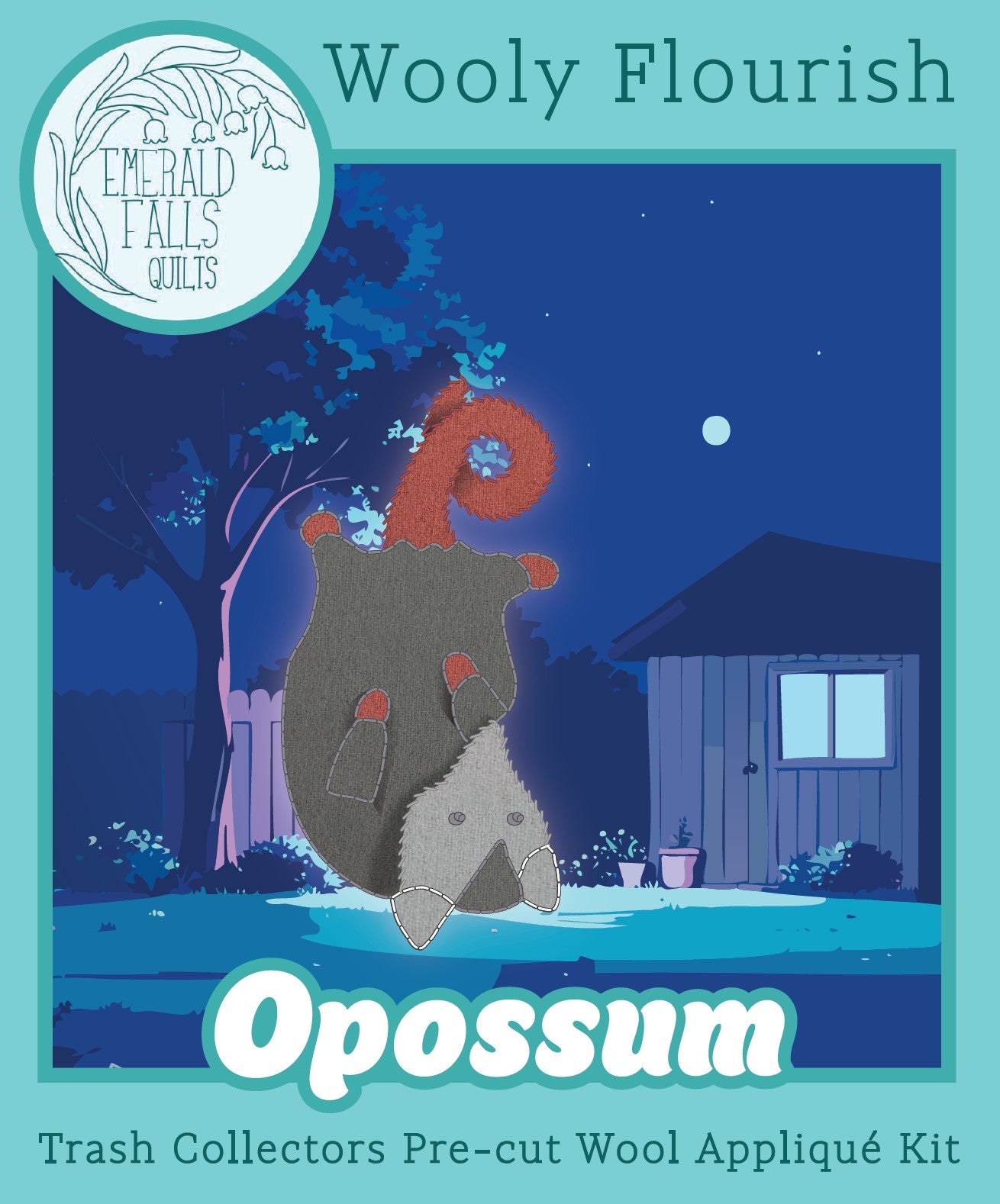 Wooly Flourish Trash Collectors Opossum Wool Applique Kit by Lynn Christiansen - WFOPOSSUM