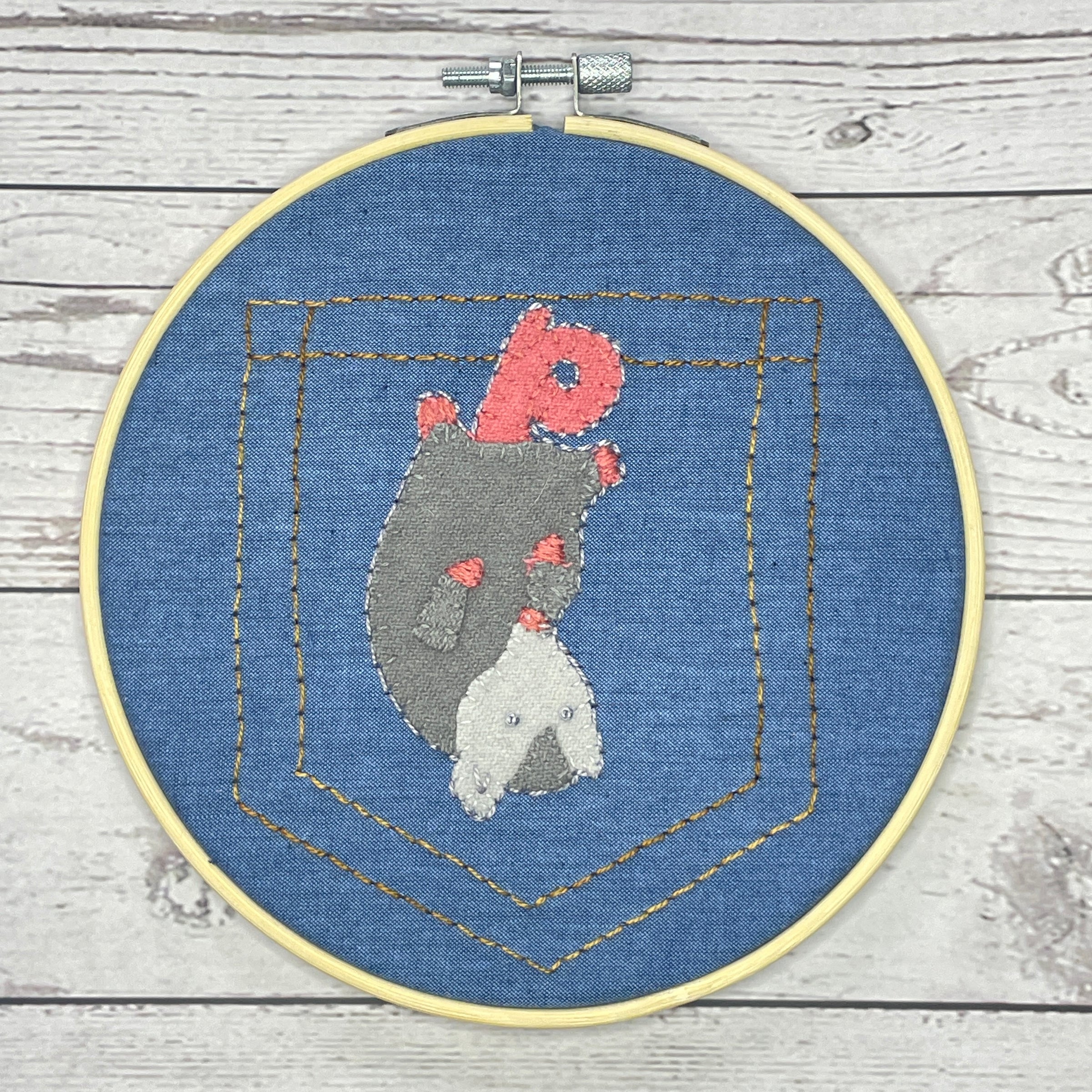 Wooly Flourish Trash Collectors Opossum Wool Applique Kit by Lynn Christiansen - WFOPOSSUM