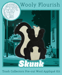 Wooly Flourish Trash Collectors Skunk Wool Applique Kit by Lynn Christiansen - WFSKUNK