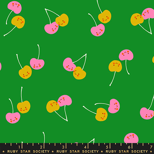 Trinketry Quilt Fabric by Ruby Star Society - Cherry Friends in Deep Verdant - RSS0112 15