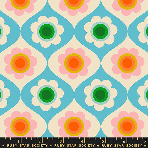 Trinketry Quilt Fabric by Ruby Star Society - Floral in Turquoise - RSS0114 18