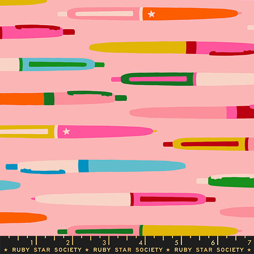 Trinketry Quilt Fabric by Ruby Star Society - Pens in Balmy Pink - RSS0110 18