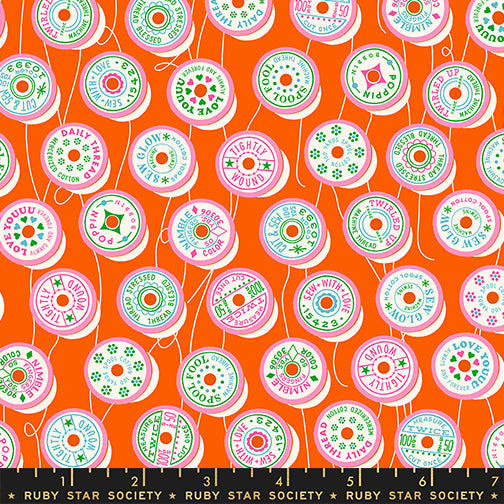 Trinketry Quilt Fabric by Ruby Star Society - Spools in Goldfish Orange - RSS0111 13