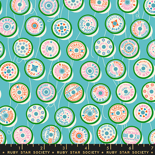 Trinketry Quilt Fabric by Ruby Star Society - Spools in Turquoise - RSS0111 18