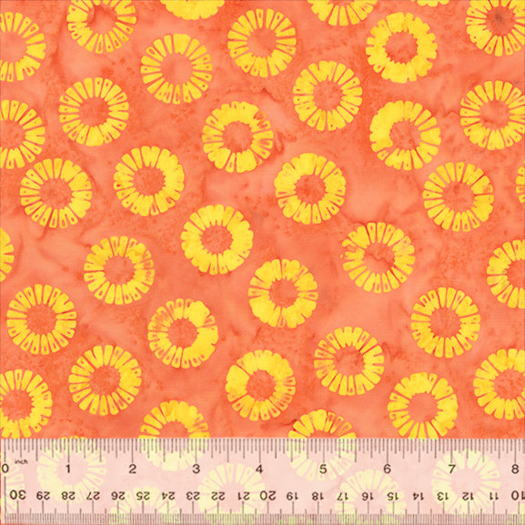 Tropical Batik Quilt Fabric - Petal Wheels in Peach Orange - 3652Q-X ...
