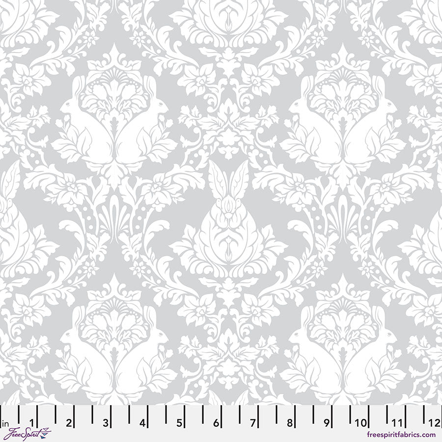 True Colors 2025 Quilt Fabric by Tula Pink - Ghost Bunny in Whisper Gray - PWTP251.WHISPER