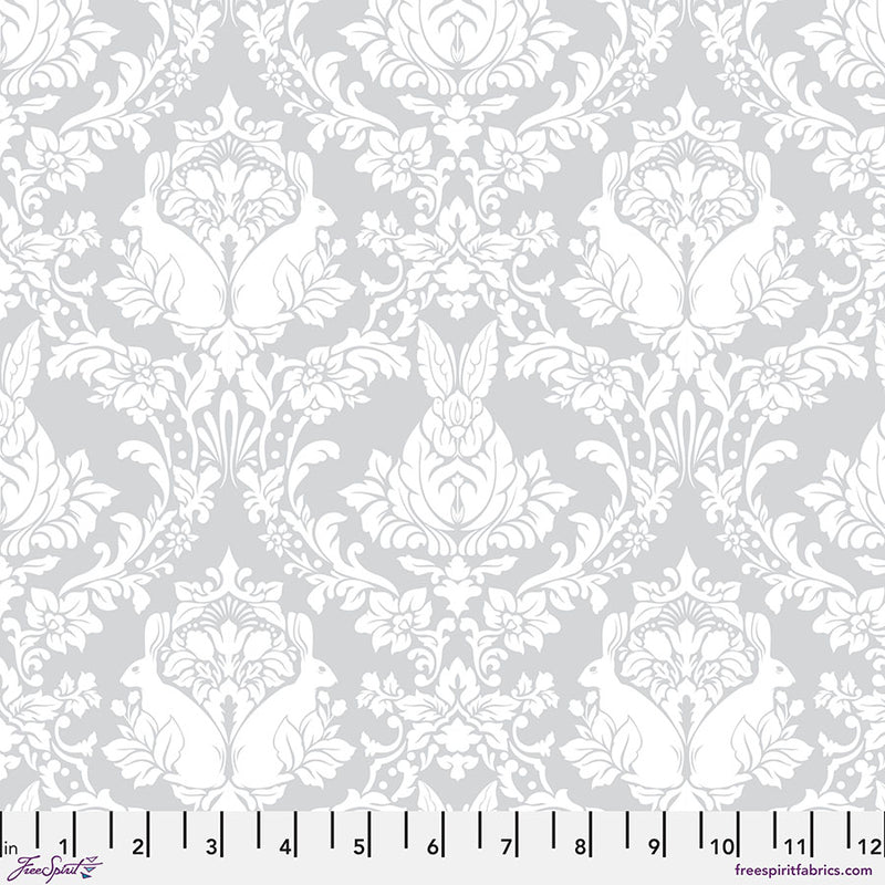 True Colors 2025 Quilt Fabric by Tula Pink - Ghost Bunny in Whisper Gray - PWTP251.WHISPER