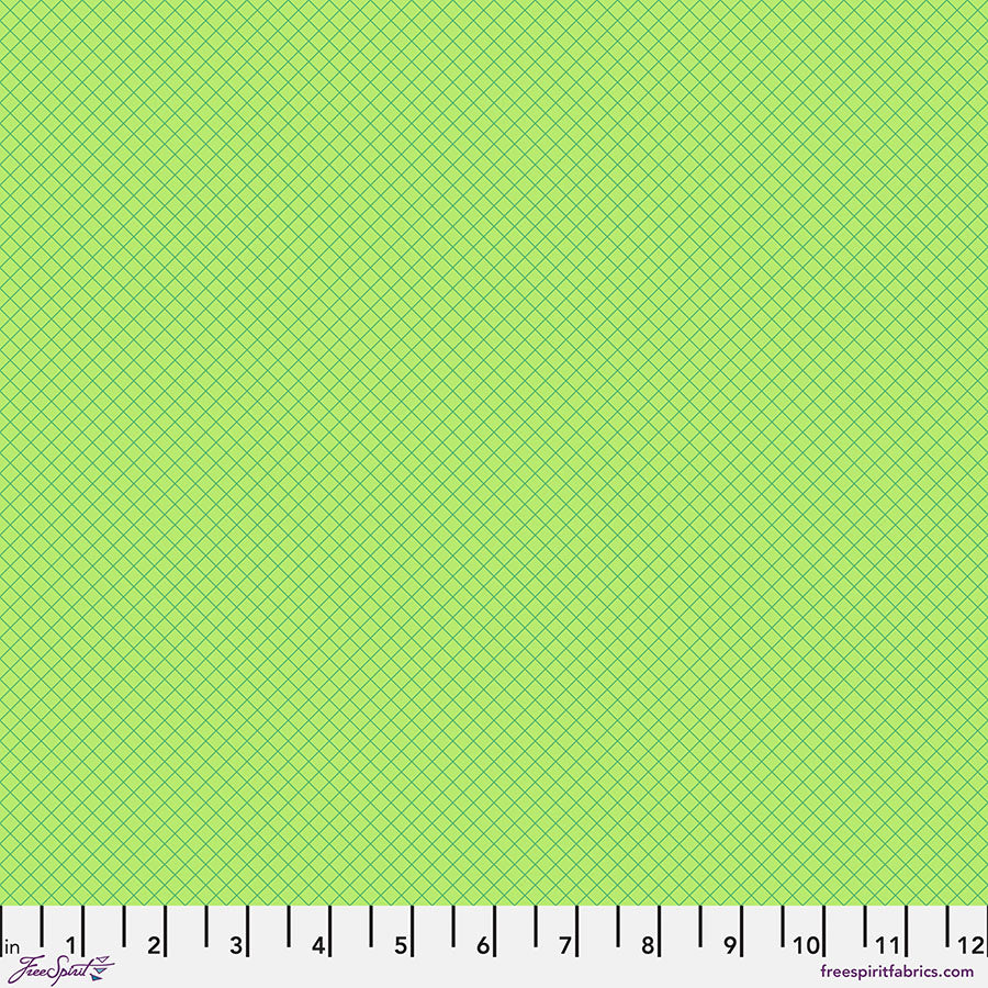 True Colors 2025 Quilt Fabric by Tula Pink - On the Grid Crosshatch in Apple Green - PWTP255.APPLE