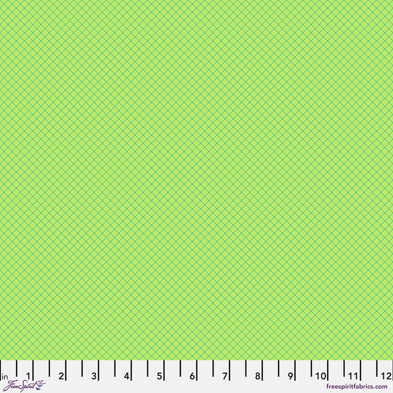 True Colors 2025 Quilt Fabric by Tula Pink - On the Grid Crosshatch in Apple Green - PWTP255.APPLE