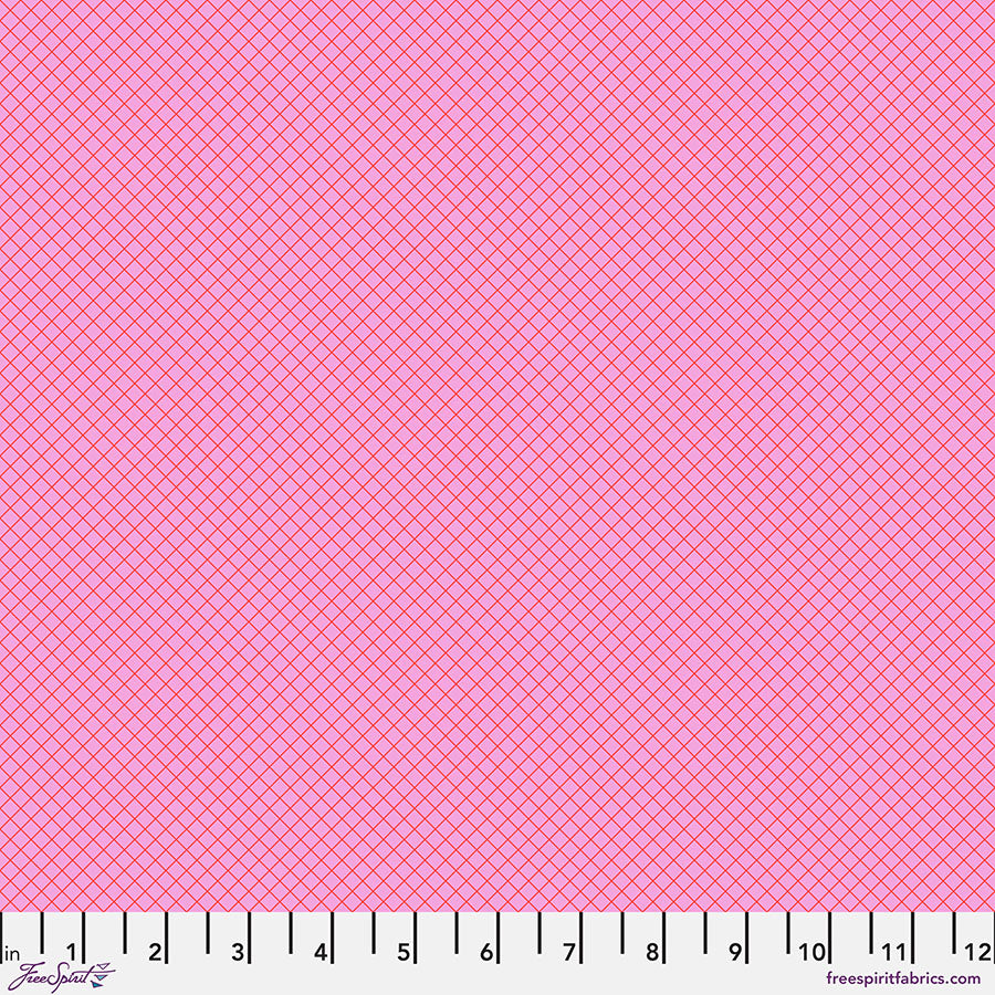 True Colors 2025 Quilt Fabric by Tula Pink - On the Grid Crosshatch in Bubblegum Pink - PWTP255.BUBBLEGUM