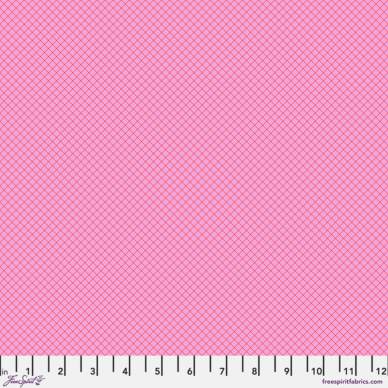 True Colors 2025 Quilt Fabric by Tula Pink - On the Grid Crosshatch in Bubblegum Pink - PWTP255.BUBBLEGUM
