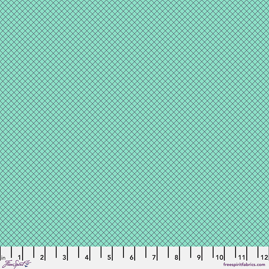 True Colors 2025 Quilt Fabric by Tula Pink - On the Grid Crosshatch in Raindrop Aqua - PWTP255.RAINDROP