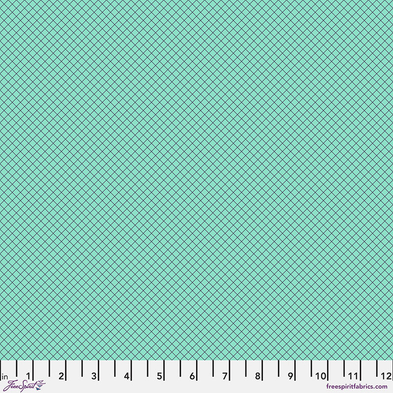 True Colors 2025 Quilt Fabric by Tula Pink - On the Grid Crosshatch in Raindrop Aqua - PWTP255.RAINDROP