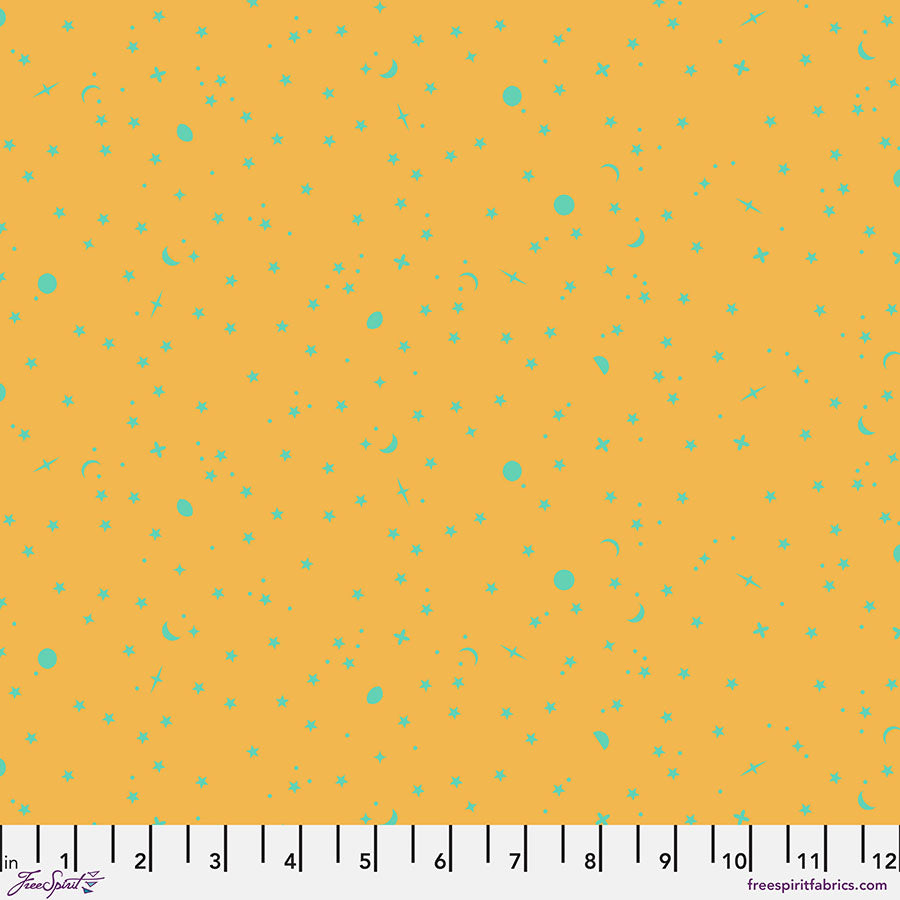 True Colors 2025 Quilt Fabric by Tula Pink - Space Sprinkles Stars in Papaya Orange - PWTP254.PAPAYA
