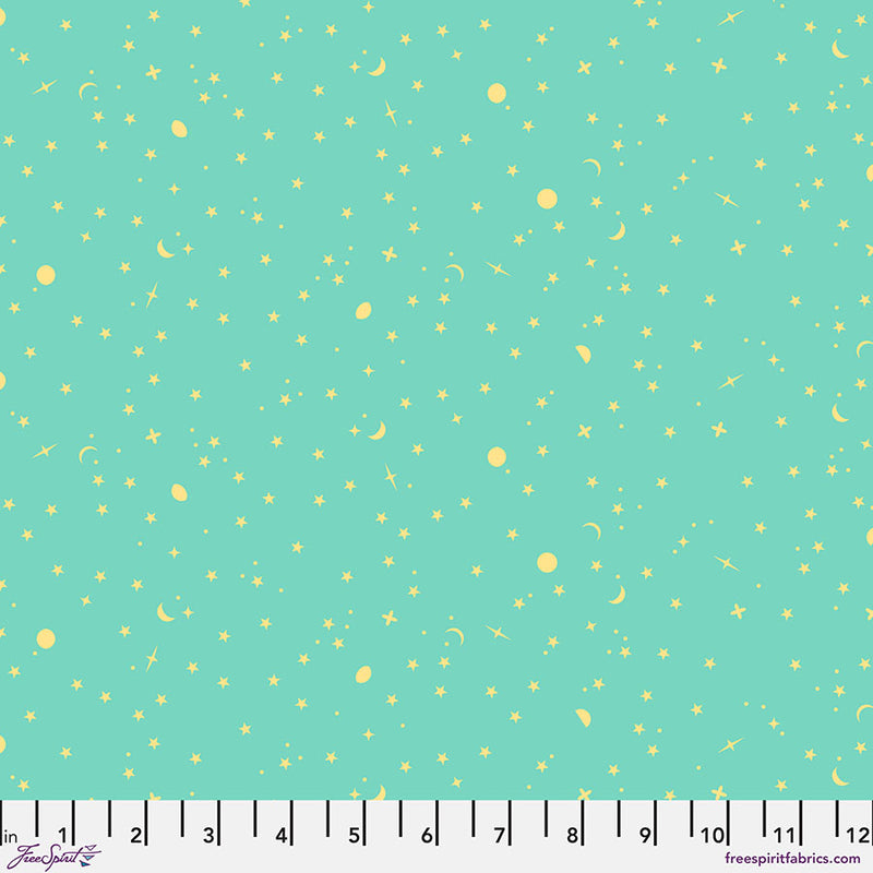 True Colors 2025 Quilt Fabric by Tula Pink - Space Sprinkles Stars in Seaglass Green - PWTP254.SEAGLASS