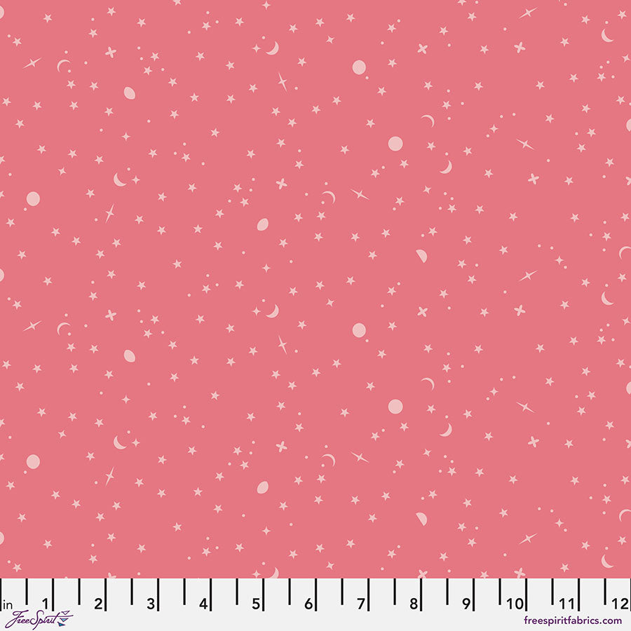 True Colors 2025 Quilt Fabric by Tula Pink - Space Sprinkles Stars in Sunburn Dark Pink - PWTP254.SUNBURN