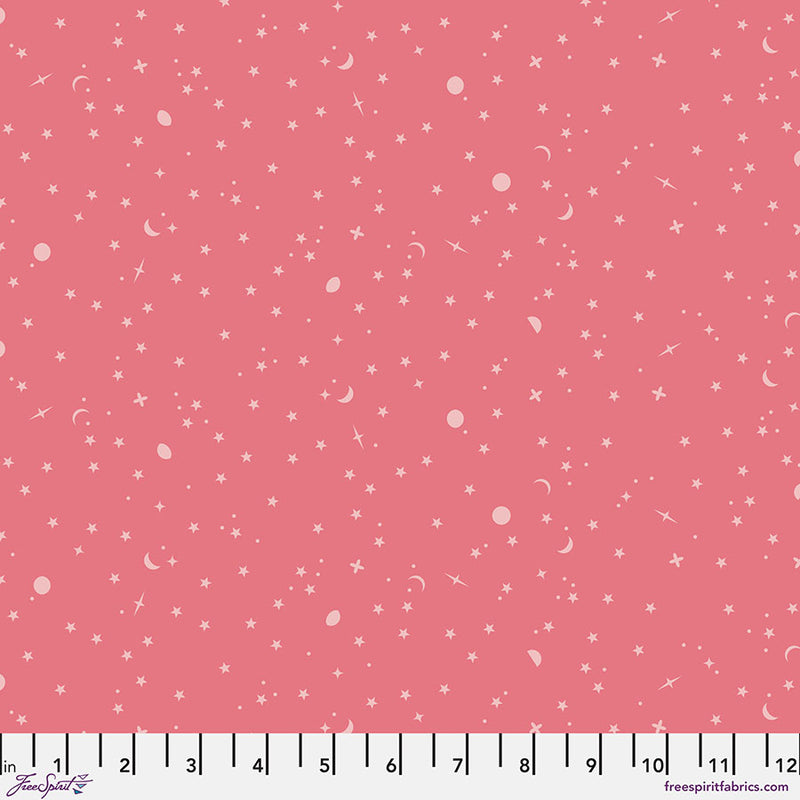 True Colors 2025 Quilt Fabric by Tula Pink - Space Sprinkles Stars in Sunburn Dark Pink - PWTP254.SUNBURN