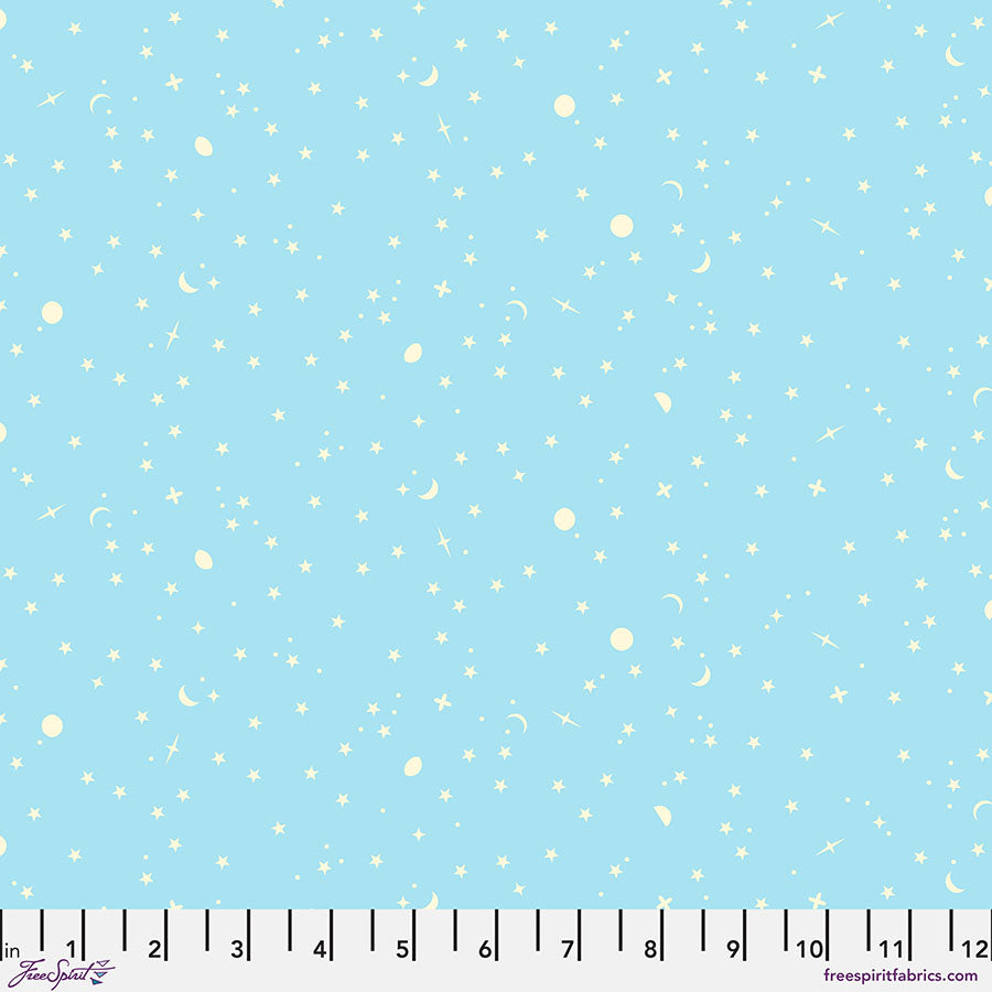 True Colors 2025 Quilt Fabric by Tula Pink - Space Sprinkles Stars in Waterfall Blue - PWTP254.WATERFALL