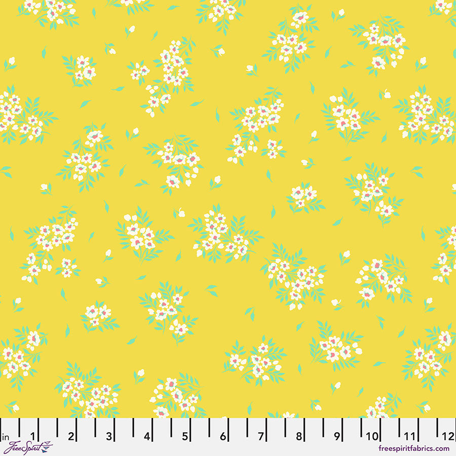 True Colors 2025 Quilt Fabric by Tula Pink - What a Ditz Floral in Buttercup Yellow - PWTP253.BUTTERCUP