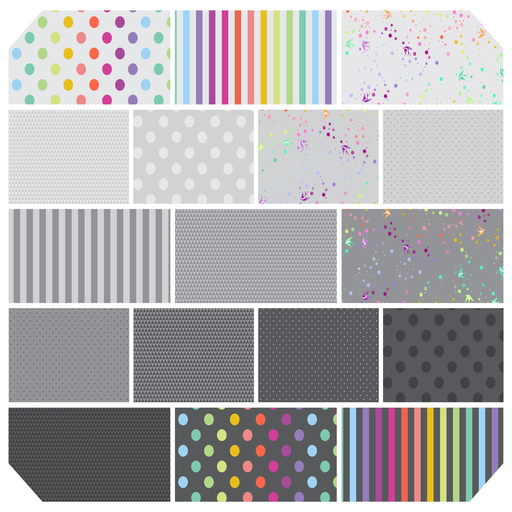 True Colors Graywork Quilt Fabric by Tula Pink - 42 piece 10" Charm Pack - True Color prints ONLY - FB610TP.GRAYWORK