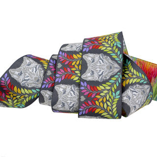 True Colors Graywork Renaissance Ribbon by Tula Pink - 2" Wolf of Pink Street in Carbon Gray - TK-137/51MM COL 01