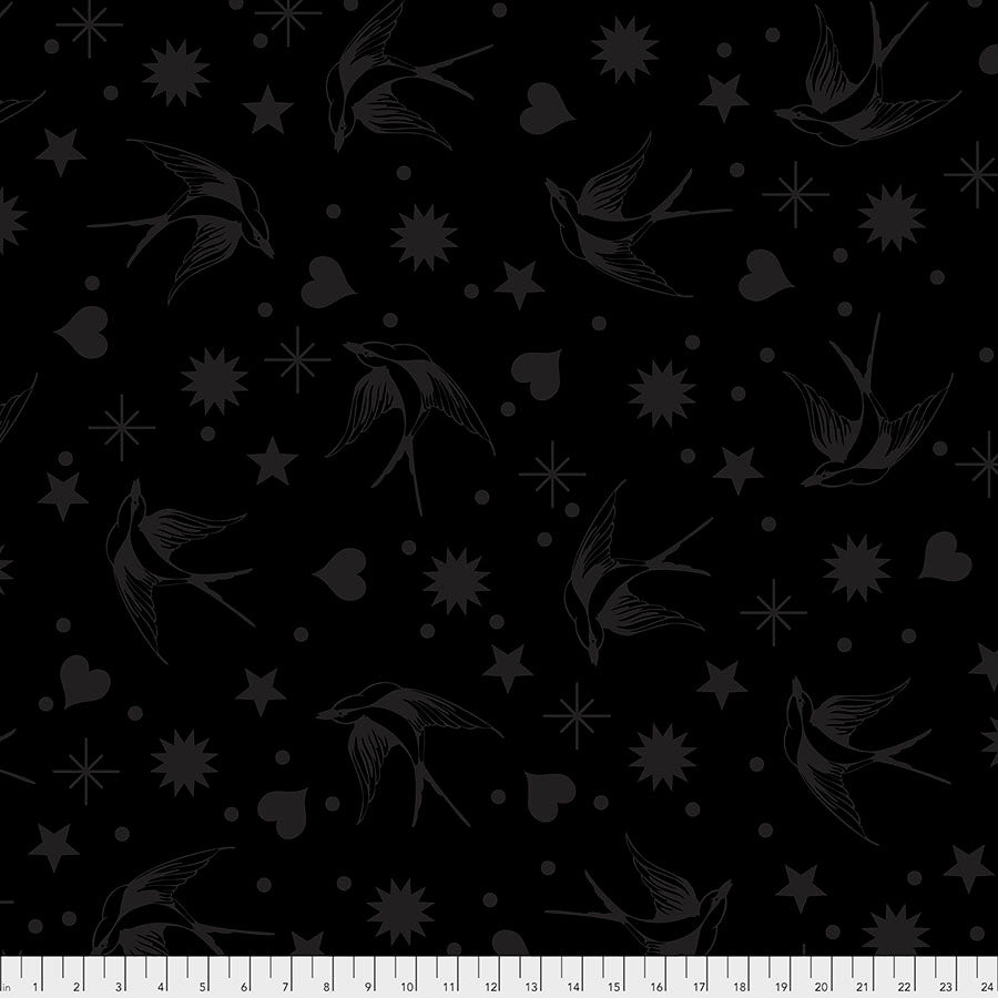 True Colors Quilt Fabric by Tula Pink - Fairy Flakes in Black - PWTP157.INK