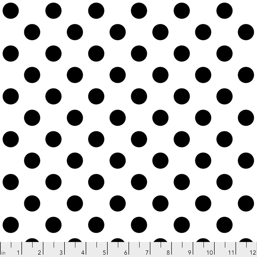 True Colors Quilt Fabric by Tula Pink - Pom Pom in Paper Black Dots on White - PWTP118.PAPER
