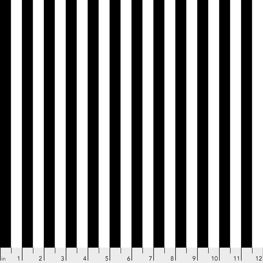 True Colors Quilt Fabric by Tula Pink - Tent Stripe in Paper Black/White - PWTP069.PAPER