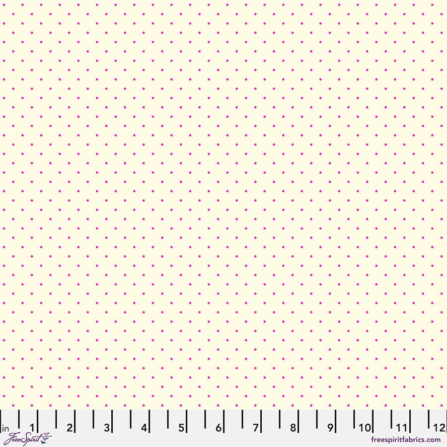 True Colors Quilt Fabric by Tula Pink - Tiny Dots in Cosmic Pink on Cream - PWTP185.COSMIC