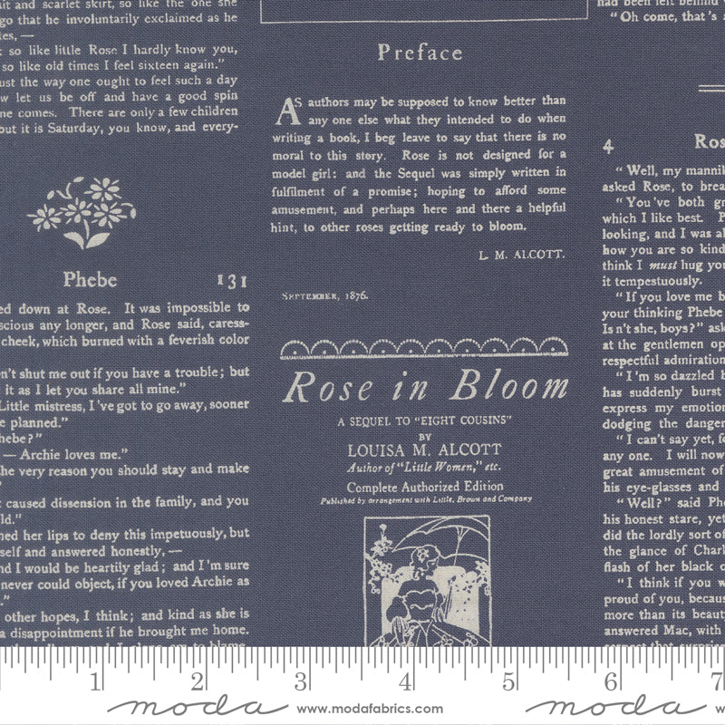 True Love Quilt Fabric - Alcott Text in Twilight Dark Blue - 5263 13