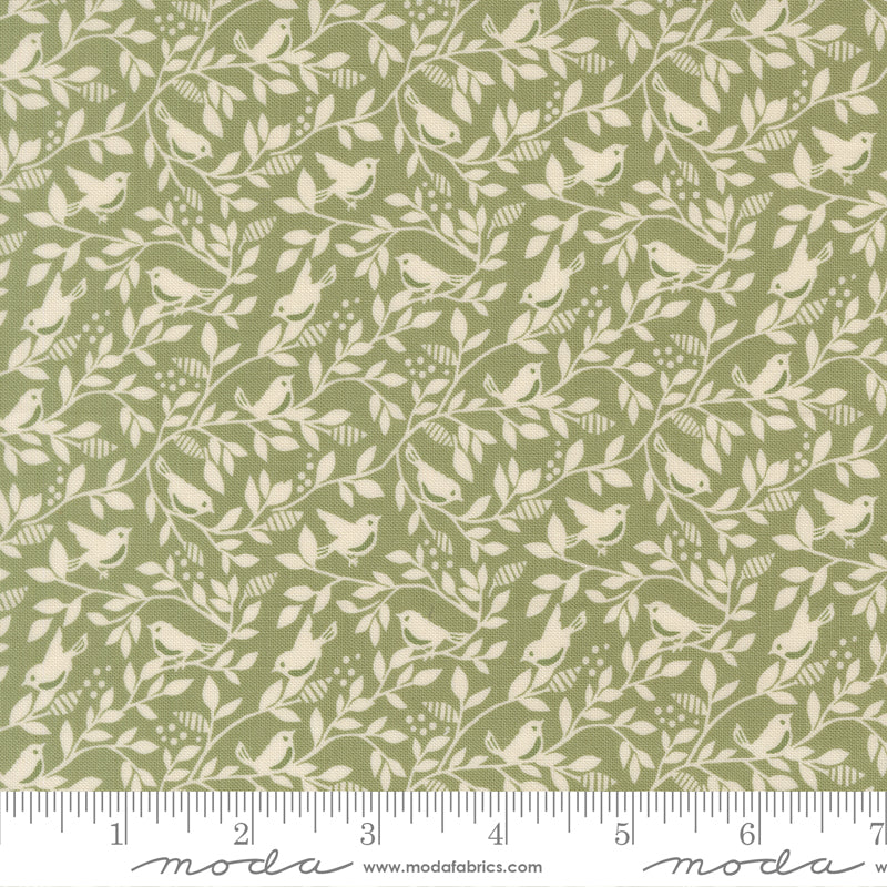 True Love Quilt Fabric - Birds of a Feather in Fern Green - 5264 15