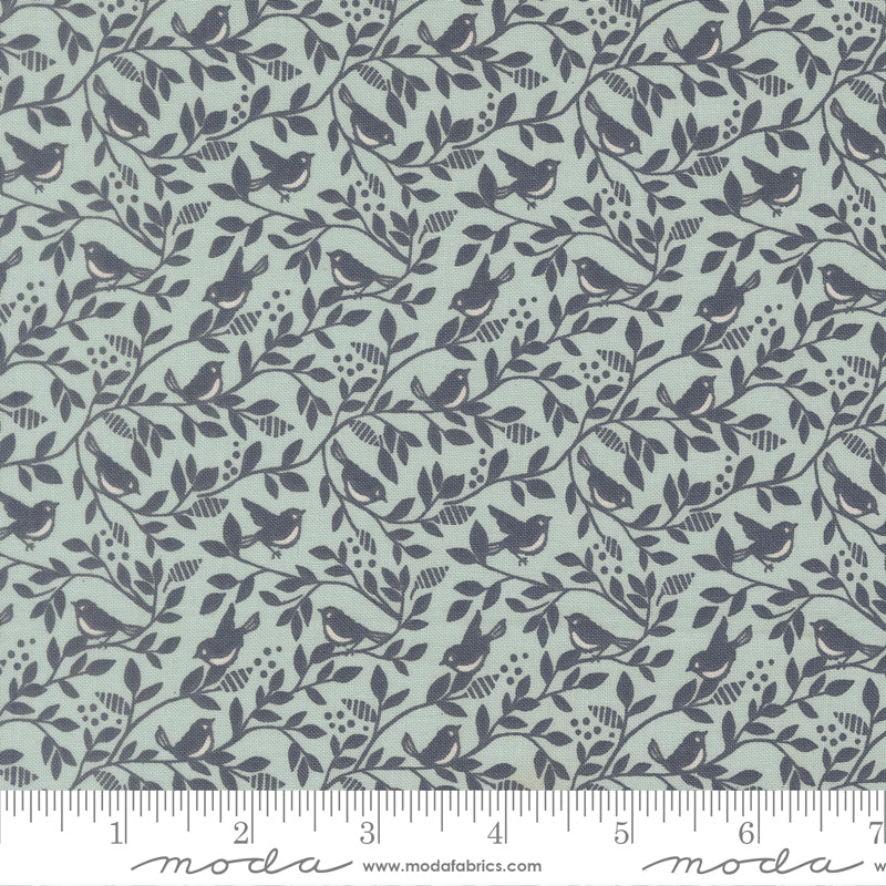 True Love Quilt Fabric - Birds of a Feather in Robin's Egg Aqua/Twilight Dark Blue - 5264 24
