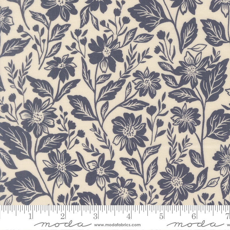 True Love Quilt Fabric - Romance Blooms in Cream/Blue - 5260 21