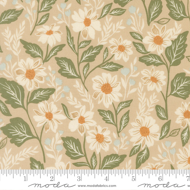 True Love Quilt Fabric - Romance Blooms in Oatmeal Tan - 5260 12
