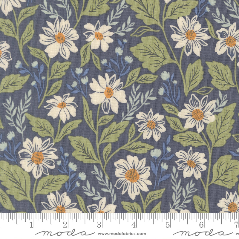 True Love Quilt Fabric - Romance Blooms in Twilight Dark Blue - 5260 13