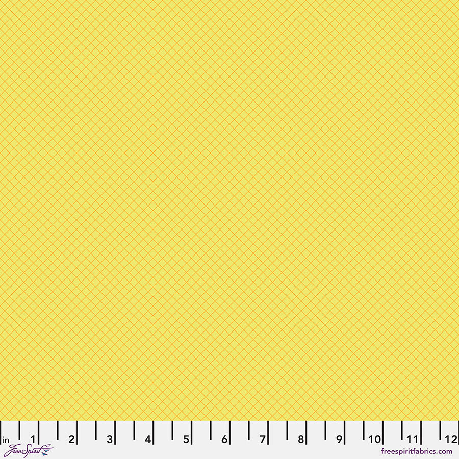 True Colors 2025 Quilt Fabric by Tula Pink - On the Grid Crosshatch in Highlighter Yellow - PWTP255.HIGHLIGHTER