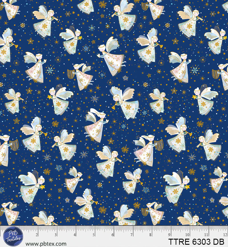 Turnowsky Treasures Quilt Fabric - Allover Angels in Blue - TTRE 06303 B