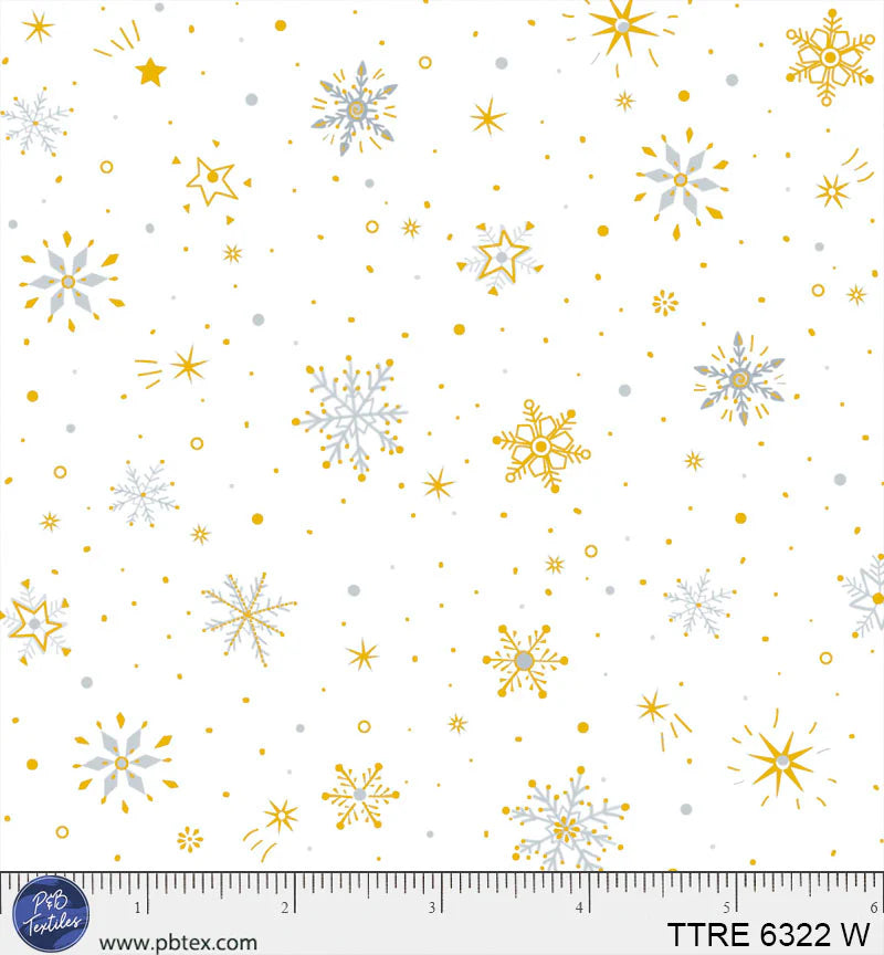 Turnowsky Treasures Quilt Fabric - Ditsy Snowflake Allover in White - TTRE 06322 W