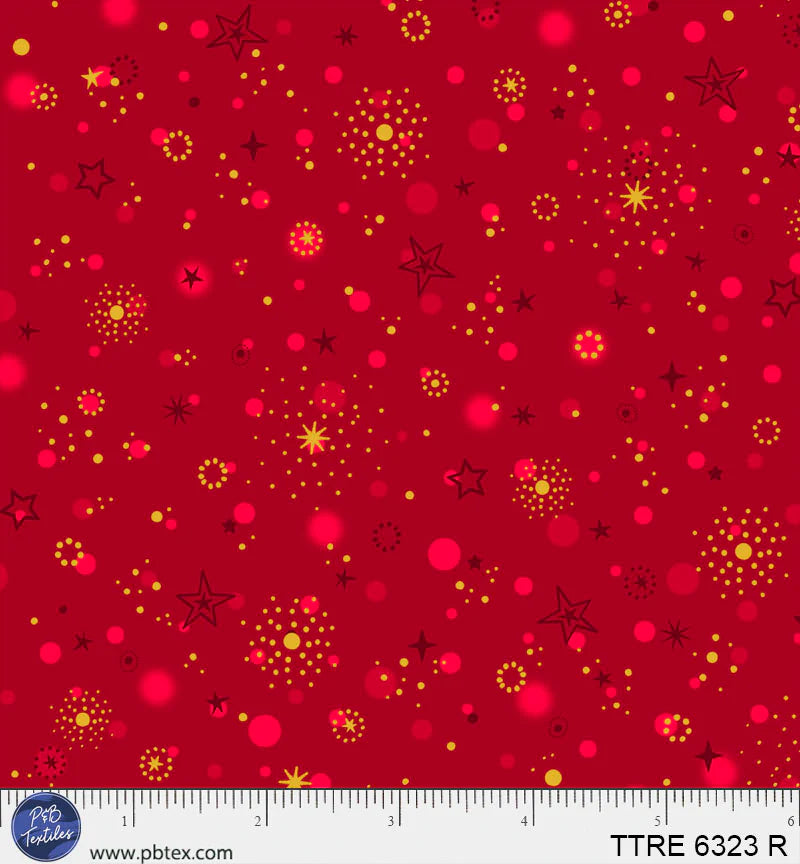 Turnowsky Treasures Quilt Fabric - Shimmering Star Ditsy in Red - TTRE 06323 R
