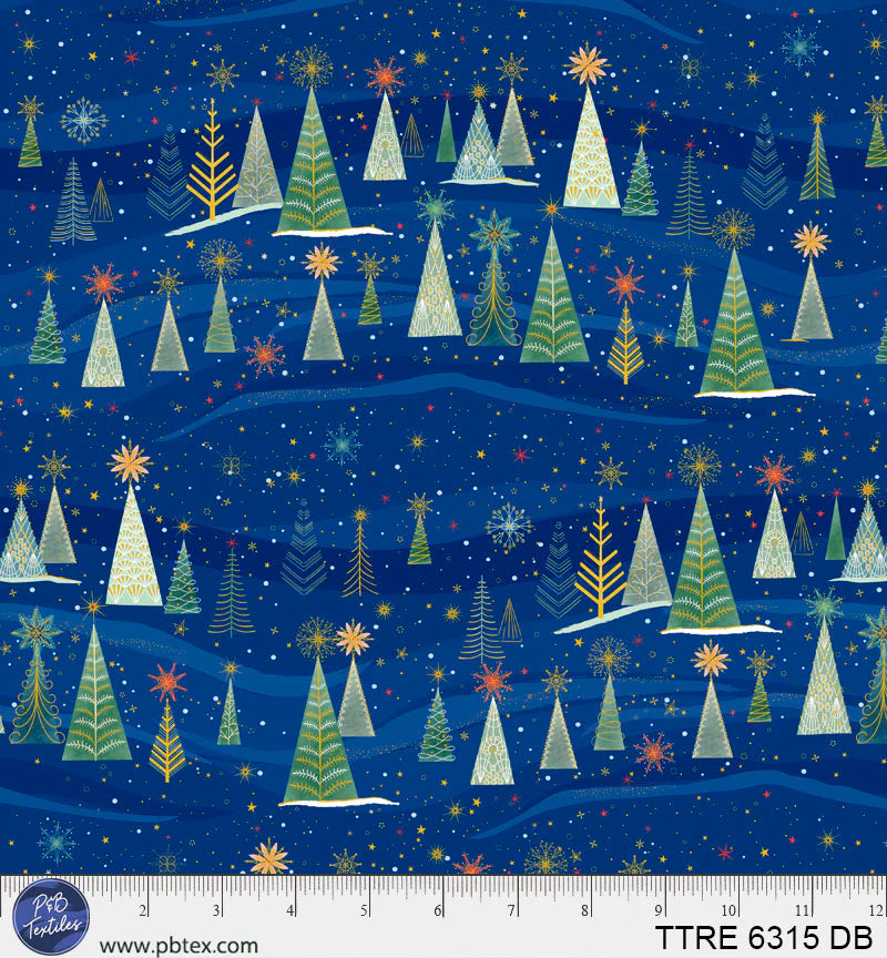 Turnowsky Treasures Quilt Fabric - Snowdrifts Allover in Dark Blue - TTRE 06315 DB
