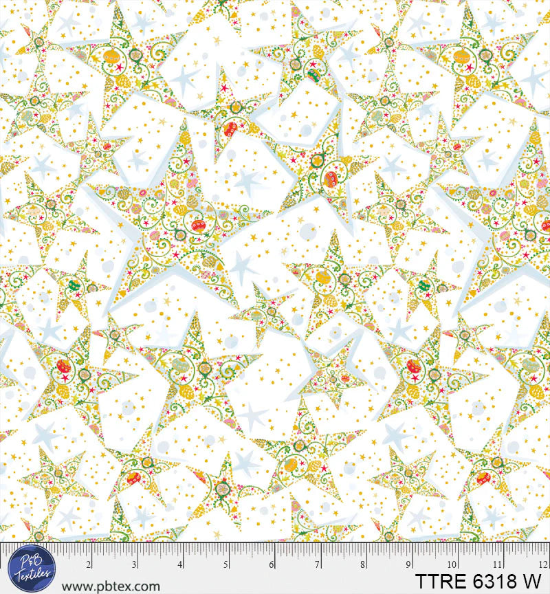 Turnowsky Treasures Quilt Fabric - Starry Allover in White - TTRE 06318 W