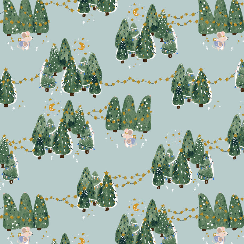 Twas the Night Before Catmas Quilt Fabric - Baby It's Cold Outside in Ice Blue - CC602-IB2M