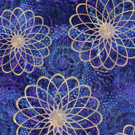 Twilight Quilt Fabric - Spiral Floral in Blue - 1649 29788 W