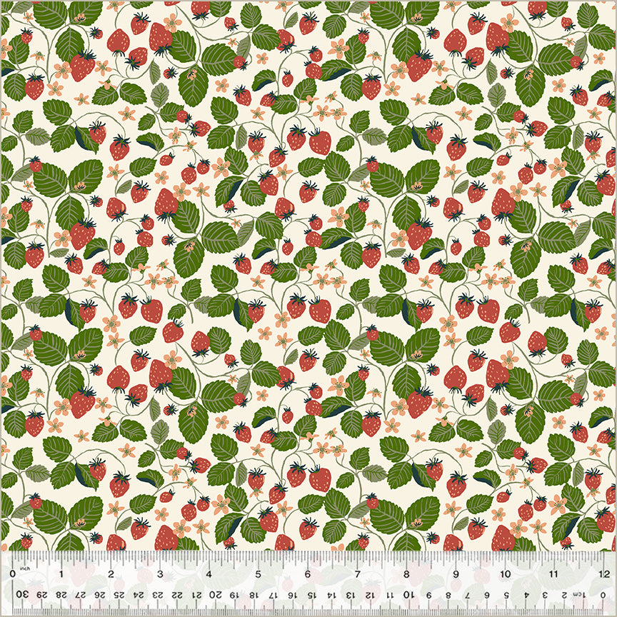 Under the Canopy Quilt Fabric - Strawberry Fields in Ivory Cream - 54297-7