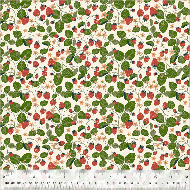 Under the Canopy Quilt Fabric - Strawberry Fields in Ivory Cream - 54297-7