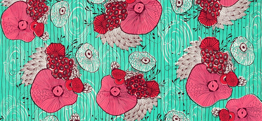 Uniwax Prints from Ivory Coast Quilt Fabric - Pool Green - UW-24725B2A-1 POOL