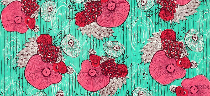 Uniwax Prints from Ivory Coast Quilt Fabric - Pool Green - UW-24725B2A-1 POOL