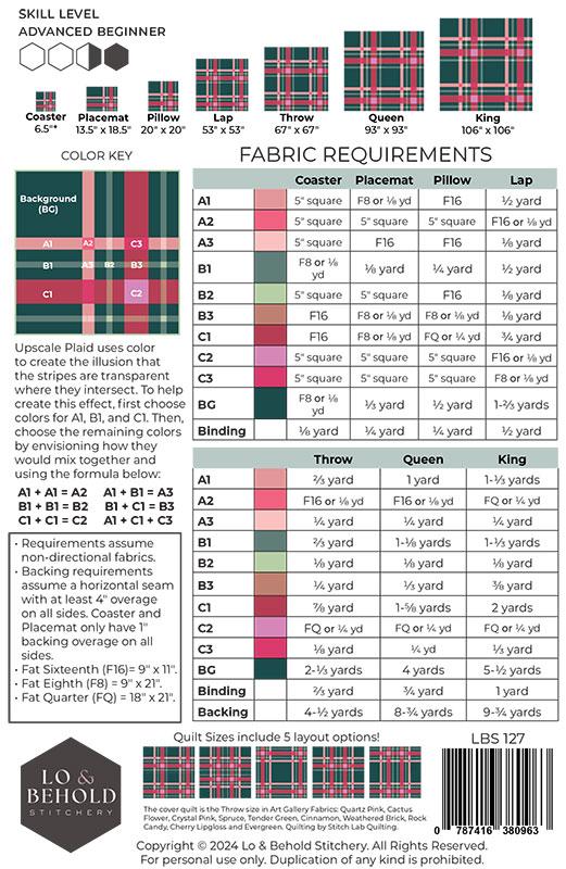 Upscale Plaid Quilt Pattern by Lo & Behold Stitchery - LBS 127